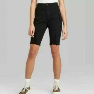 Wild Fable High-Rise Distressed Black Jean Shorts